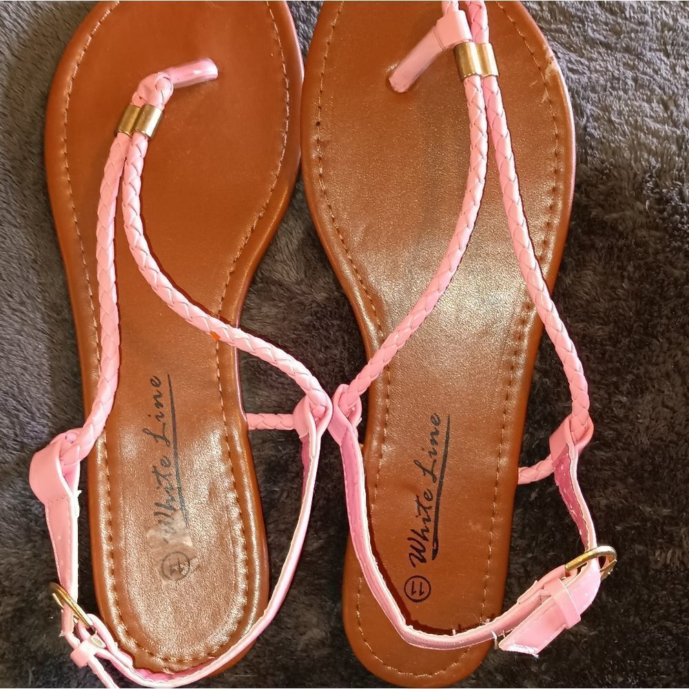 Pink & Gold Sandals Flats sz 11